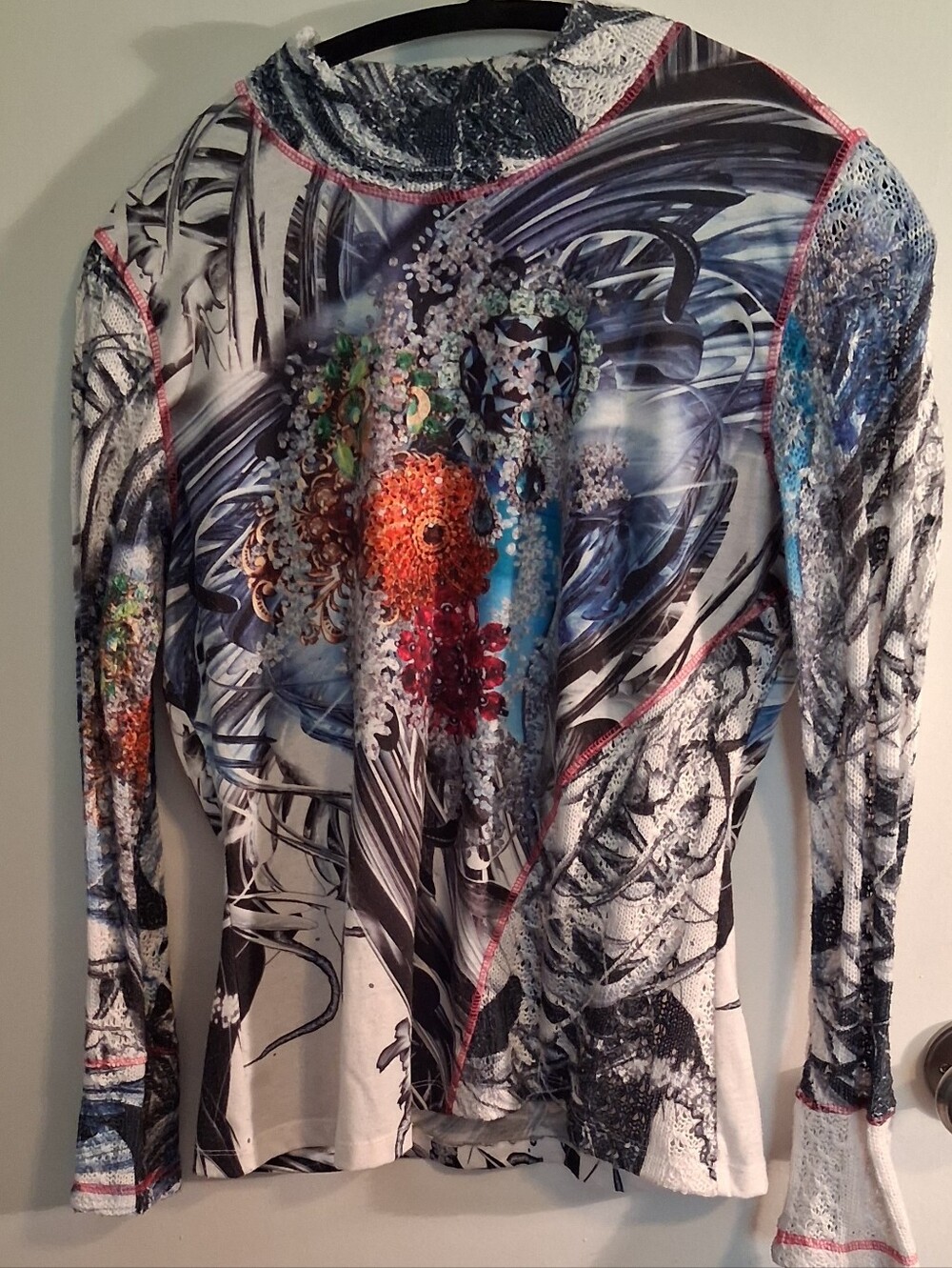 Alberto Makali Multicolor Abstract Floral Long-Sleeve Top